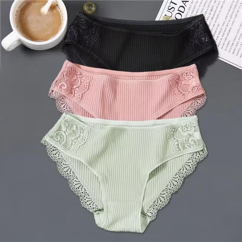 3Pcs/lot Solid Women's Panties Comfort Underwear Skin-friendly Briefs Women Sexy Low-Rise Panty