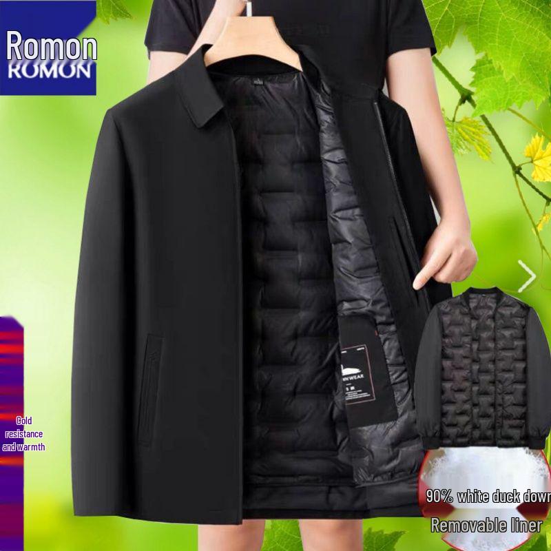 

Luomon Men s Mid-Aged & Elderly White Duck Down Winter Jacket - Lightweight, Thickened, Warm Outerwear 3XL