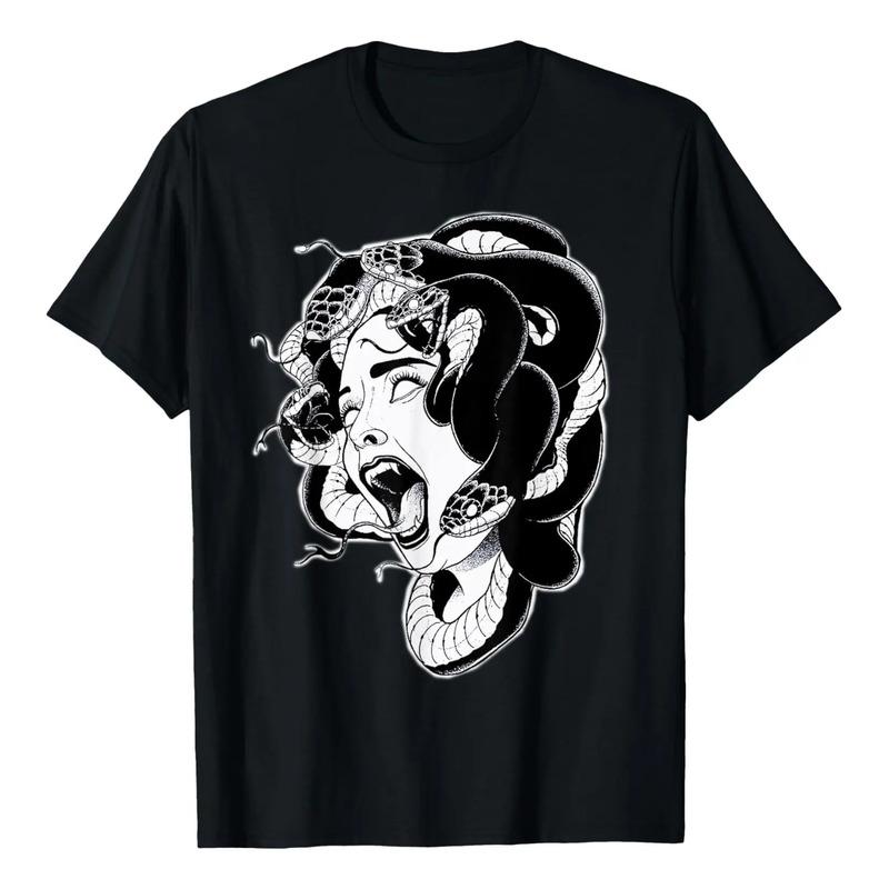 Camiseta Medusa Blackwork Tattoo Flash S