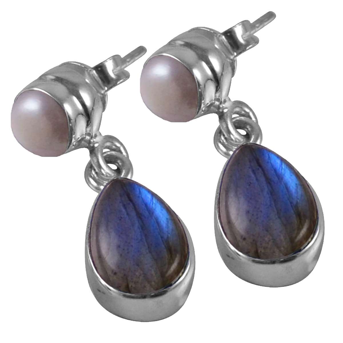 

Labradorite, Pearl Gemstone Earrings Solid 925 Sterling Silver Handmade Earrings Jewelry Gift For Women And Girls E-1996