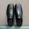 Internet celebrity half slippers men lazy one pedal men wearing slippers square head leather shoes half slippers men 36761-T