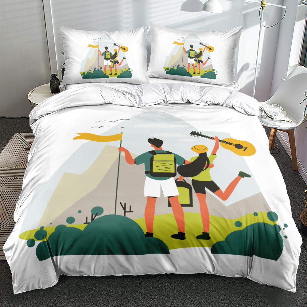3D Valentine's Day Bedding Set, Couple Down Duvet and Pillowcase, Couple Room Full Size Creative Minimalist Home Textile Valentine's Day Gift