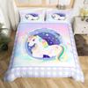 Girls Unicorn Duvet Cover Set King Size Cute Golden Glitter Unicorn Bedding Set Pink Floral Quilt Cover Fantasy Animals Bed Set