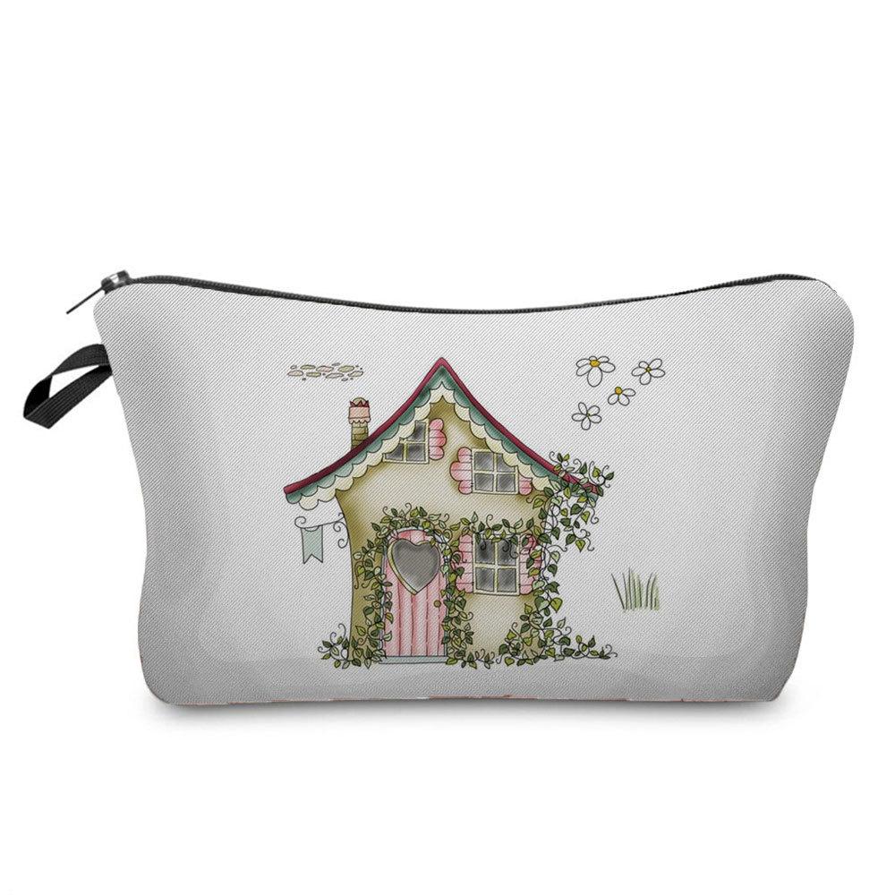 Women Flower Print Cosmetic Bag Toiletries Organize Travel Storage Case 6670