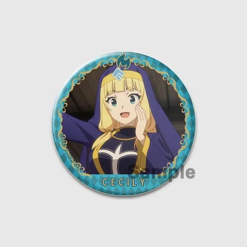 32/44/58mm Anime KonoSuba Brooch Pin Cartoon Figure Megumin Aqua Badge Button Pin Cosplay Souvenir Toy Gift Backpack Clothes Accessories