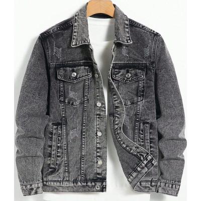 Men's Casual Denim Jacket | Non-Stretch Fabric, Single Breasted, Regular Fit, Long Sleeve, Button Closure, Solid Color with Pockets