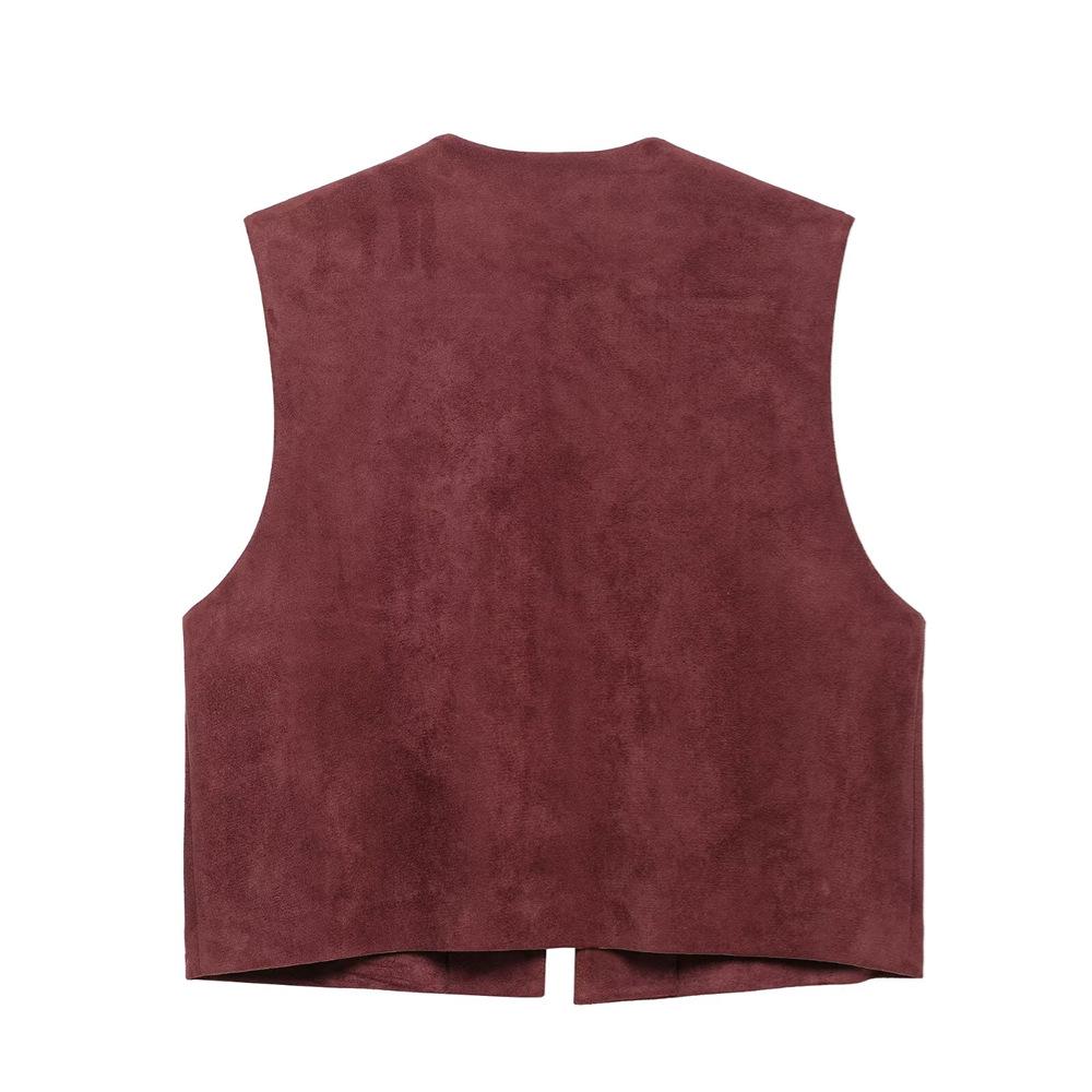Spring/Summer 2025 Women's Slim Fit Velvet Embroidered Round Neck Vest