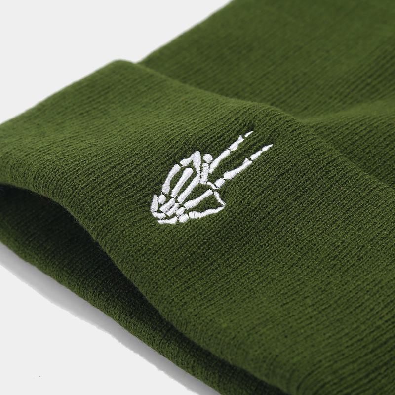 Autumn and Winter High Quality Skull Finger Embroidery Knitted Hat Men's and Women's Fashion Hip Hop Stacking Hat Hot Hat