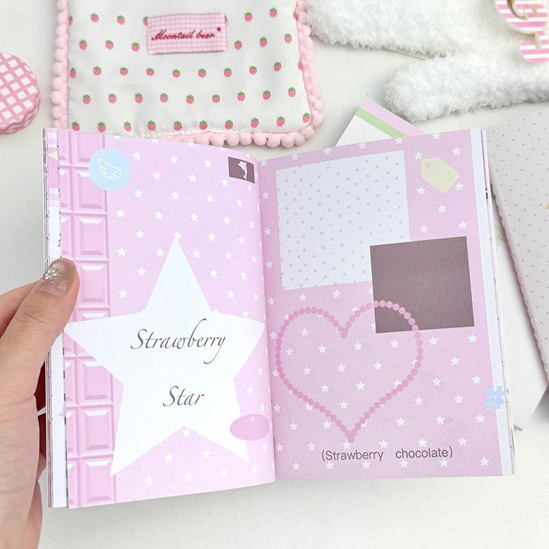 A6 Ins Clover House Strawberry Fixed-page Journal Cute Aesthetic Collage Notebook for Scrapbooking Diary for Daily Writing
