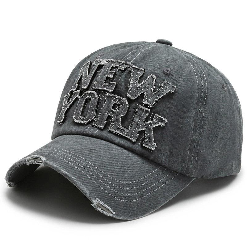 Baseball Hat Korean Y2K Girl Peaked Cap Hip Hop Holes Letter Duck Tongue Cap Women Long Brim Visors Cotton Casual Bonnet