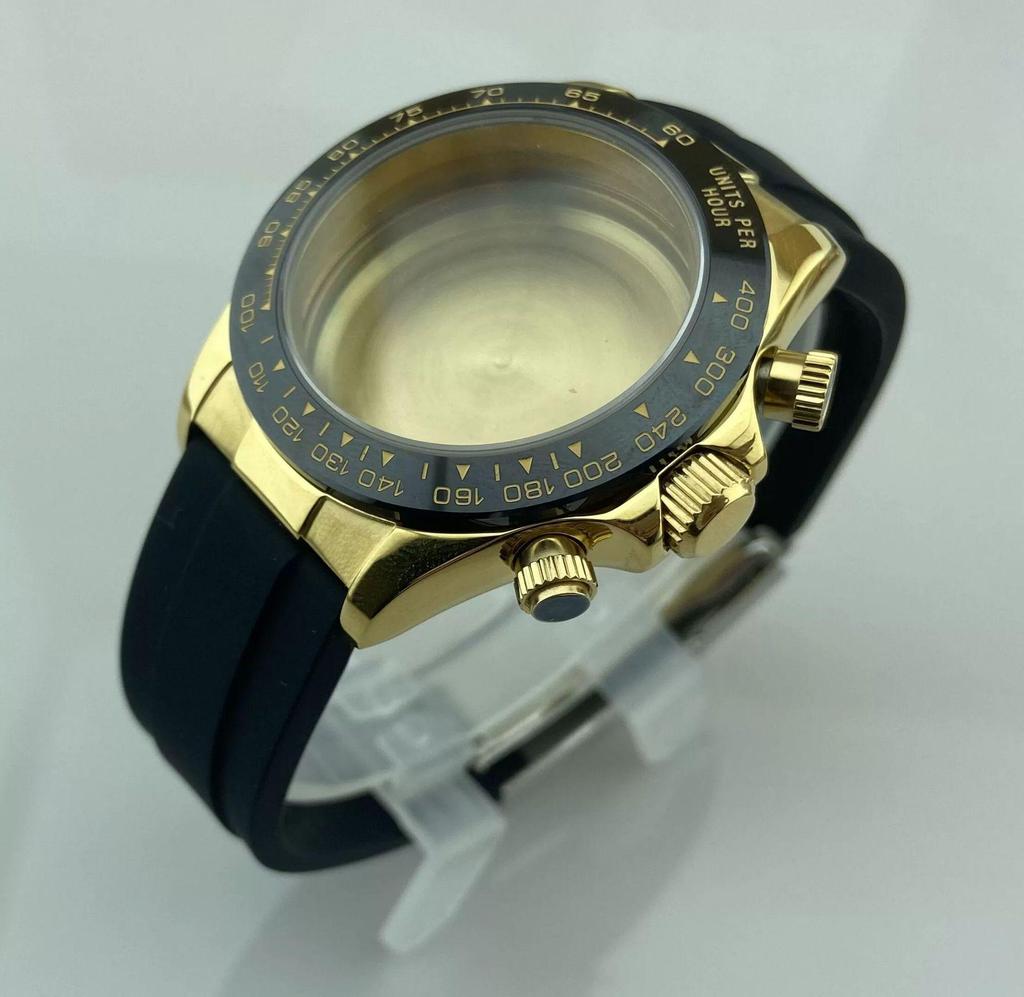 39mm Quartz Chronograph Watch Case Kit with VK63 Movement, 316 Stainless Steel Accessories