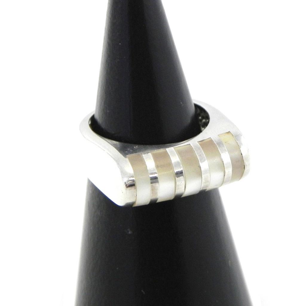 Bague Homme Argent 'Anneaux de Sagesse' Nacre