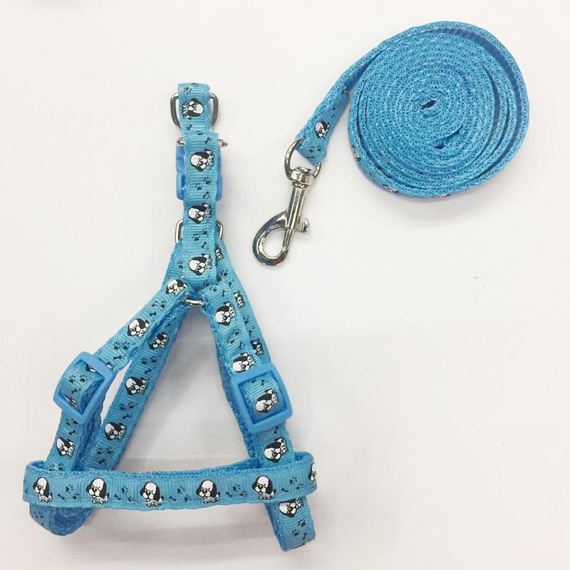 Kangdarpet Pet leash Teddy leash chest and back strap anti-fall dog leash large medium and small dog leash leash silk flower (Blue,Uniform code) синий