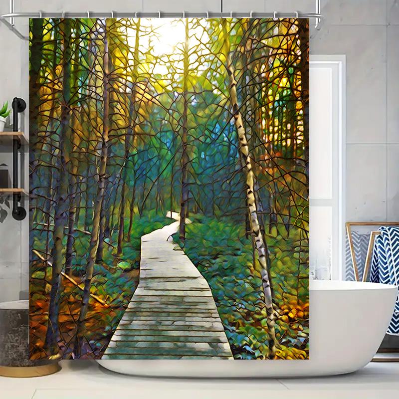 

Colorful Rainforest Walkways Shower Curtain Modern Artistic Design for Bathroom Decorations 90x180cm