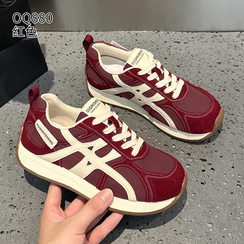 

Leather Forrest Gump shoes new autumn breathable casual sports training shoes 35 красный
