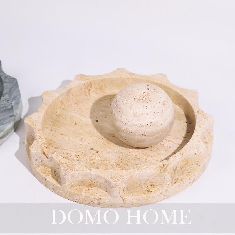 Wabi-Sabi Modern Travertine Sphere Ornament for Home or Hotel Decor