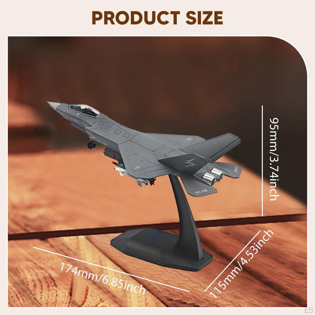 1:100 J35 Aircraft Fighter Model Stimulated Airplane with Display Base for Bookshelf