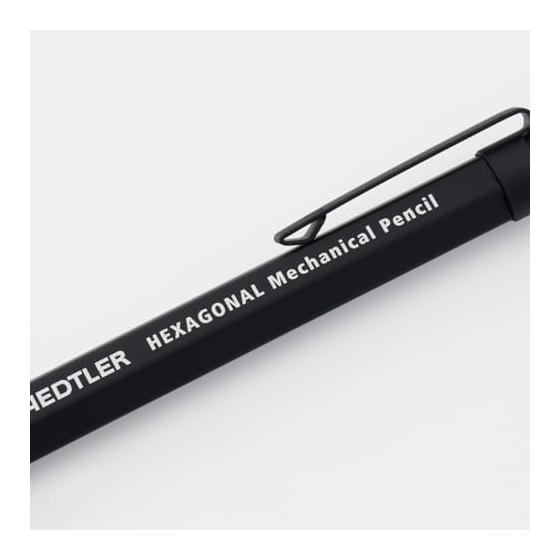 STAEDTLER Hexagonal Mechanical Pencil 0.5mm [Clean Black] 925 77-05B Hexagonal Body Metal Shaft Rubber Coating Low Center of Gravity 4mm Long Sleeve