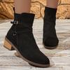 Winter Comfortable and Sexy Plus Size Horse Boots Fashionable New Round Toe Suede Square Heel Casual Short Boots for Women