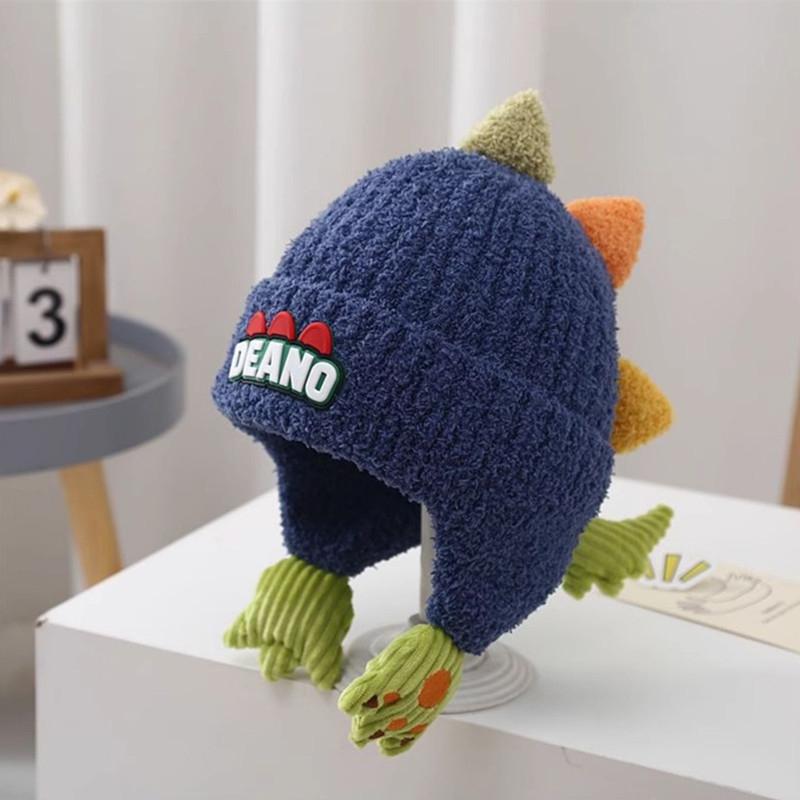Autumn Winter Hat Cute Cartoon Dinosaur Modeling Hat  Ear Protection Warm Hat Windproof Thickened Children Hat Gifts