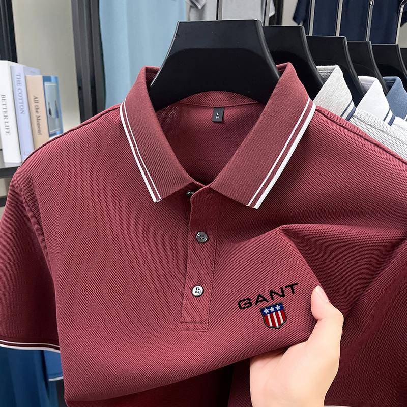 Gant Letní pánská nová vyšívaná volná business casual pohodlná polokošile odvádějící vlhkost z čisté bavlny