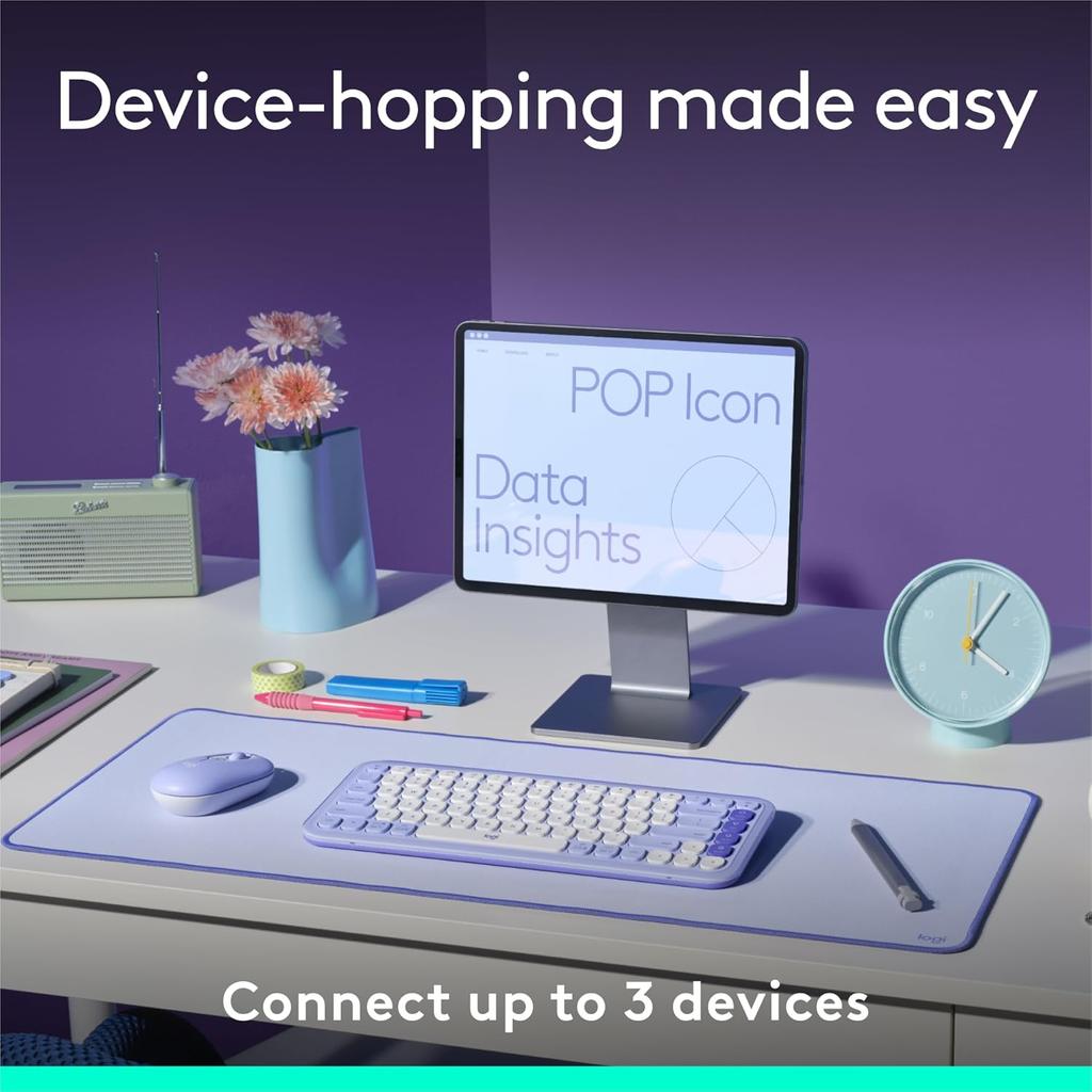 Logitech POP ICON KEYS Keyboard Bluetooth Office Keyboard Wireless Keyboard AI Portable Keyboard Laptop Keyboard