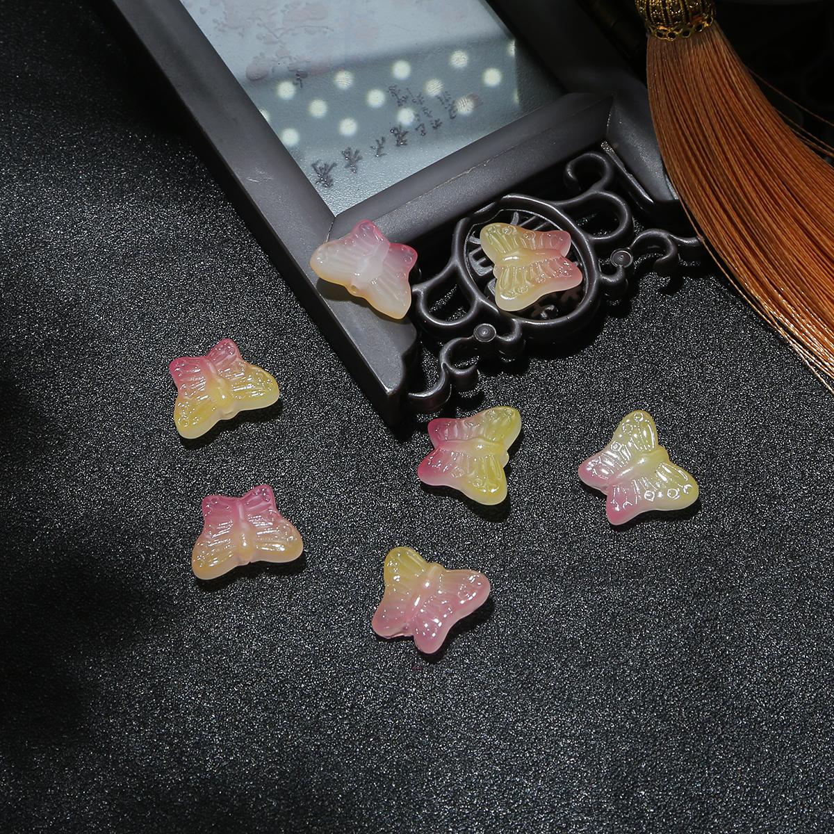 

4 шт. 12x15 мм стеклянные бусины-бабочки с прямым отверстием, антикварные аксессуары, бусины для изготовления ювелирных изделий, DIY браслет, серьги, фурнитура