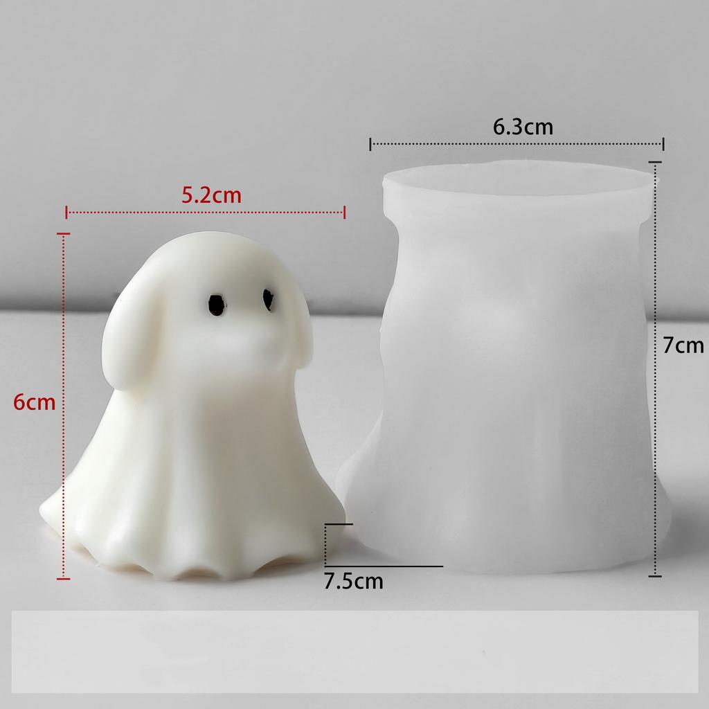 Cute Animal Puppy Kitten Spooky Silicone Mold DIY Ghost Aroma Candle Plaster Decoration Mould Halloween Candle Making Molds
