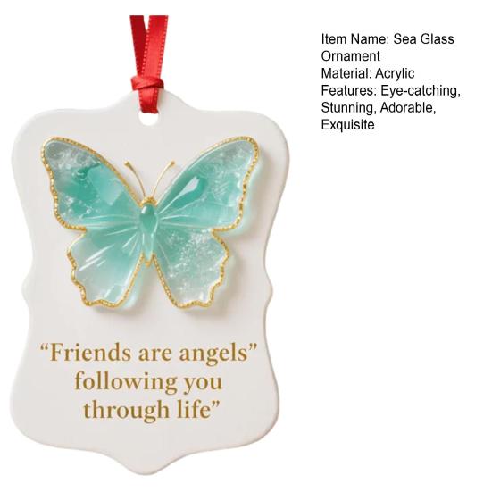 Friendship Sea Glass Butterfly Ornament Friends Are Angels Christmas Tree Ornament Handmade Sea Glass Art Friendship Keepsake for Best Friends