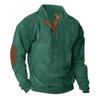 Mens Corduroy Shirt Lapel Collar Button Up Pullover Mock Neck Long Sleeve Sweaters Polo Sweatshirts