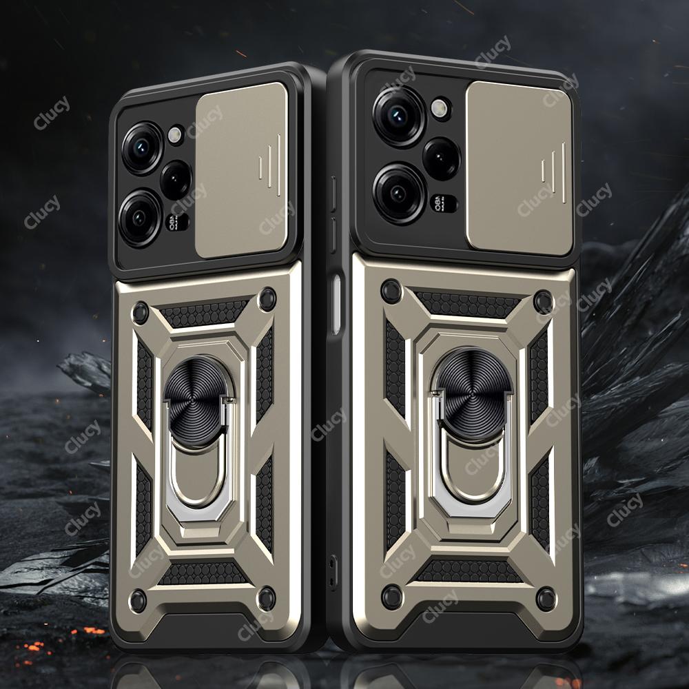 For Xiaomi Mi Poco X5 X4 Pro Camera Shockproof Armor Case For Redmi Note 12 11 Pro 11S Car Magnetic Holder Ring Protect Cover