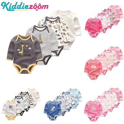 4Pieces Baby Boys Girls Bodysuit Long Sleeve Soft Cotton Baby Clothes 0-12Months Newborn Body Bebe Jumpsuit Clothing