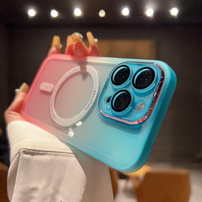 Gradient silicone magnetic attachment is suitable for iPhone 17 Pro cases, iPhone 16 full-coverage lens film, TPU transparent soft case