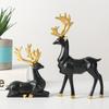 NORTHEUINS Resin Golden Mini Couple Deer Figurine for Interior Geometry Art Model Statue Home Living Room Desktop Entrance Decor