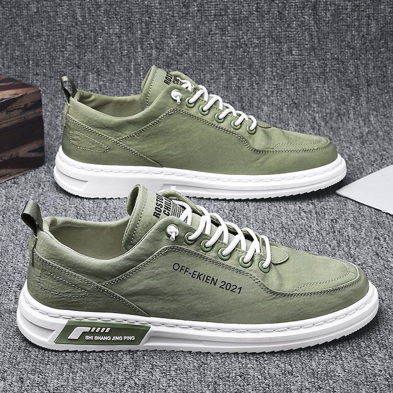 2025 New Autumn Men's Shoes Breathable Thin Canvas Trendy Shoes Casual Work Green Old Beijing Cloth Shoes Flat Shoes