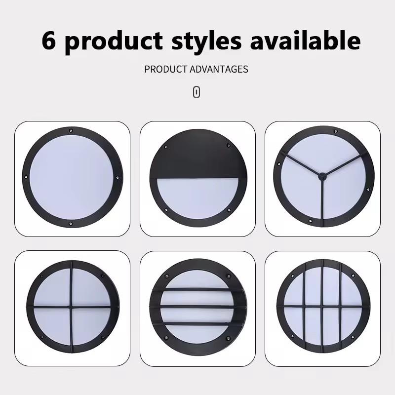 Waterproof 6W 15W Round Wall Lamps Black Aluminum Housing Wall Light Outdoor Garden Wall Sconce Light