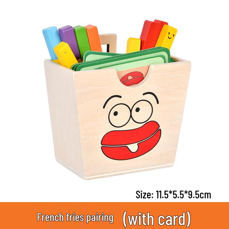 Wooden Play Food Set: French Fries, Hamburger, Bread & Pizza for Kids' Educational Role Play