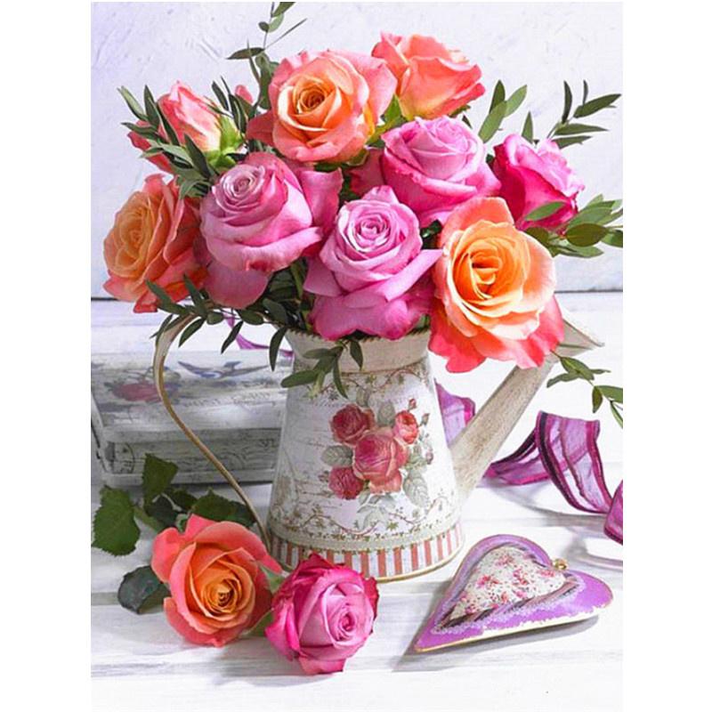 5D DIY Diamond Painting Pretty Flowers Diamond Embroidery Cross Stitch Kit Full Rhinestone Mosaic Home Decor