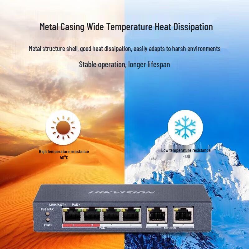 HIKVISION 6-Port 100Mbps Unmanaged PoE Switch CN Plug (adapter Included)