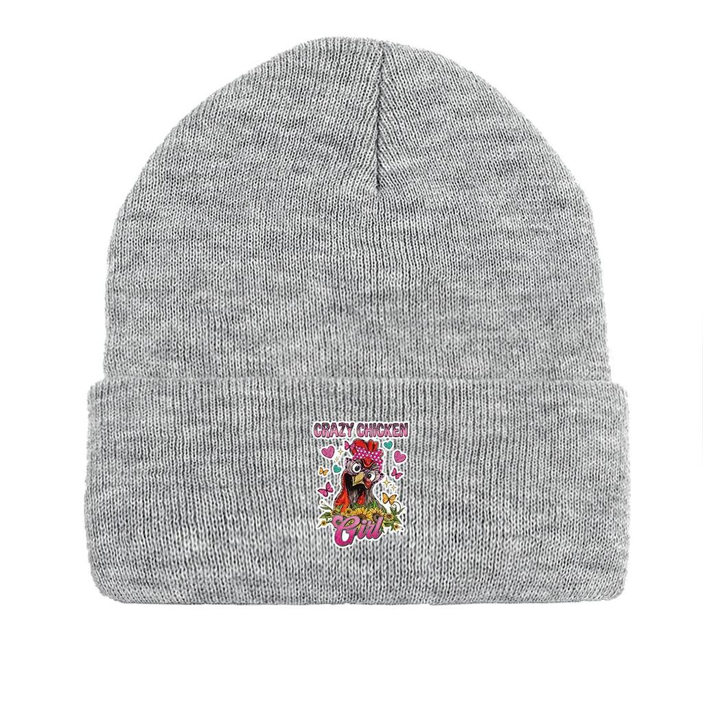 CRAZY CHICKEN Girl" Winter Strickmütze Beanie, Tier Damen Mütze Umschlag Dehnbar Hip Hop Bommelmütze Strickmütze Beanie
