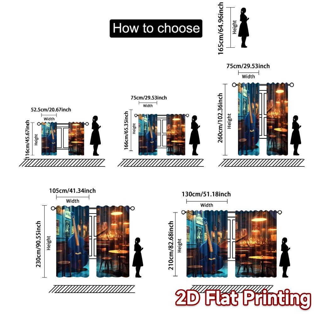 Set Of 2 Flat Printing Curtains Without Rod Jazzlounge Print Popular Fabric Insulation Room Curtain With Thermal Polyester