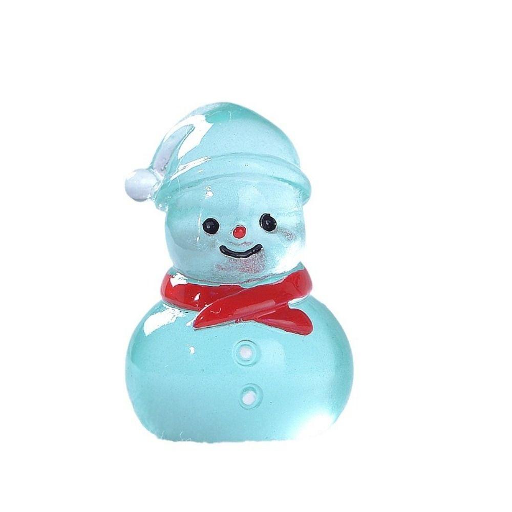 Cartoon Mini Snowman Ornament Glow in Dark Luminous Snowman Statue  Micro Landscape Ornaments
