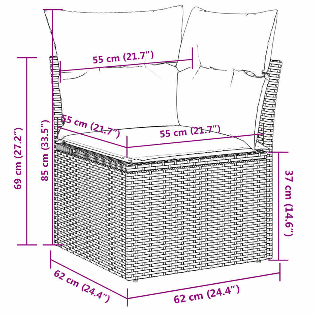 11 piece Garden Sofa Set with Cushions Black Poly Rattan