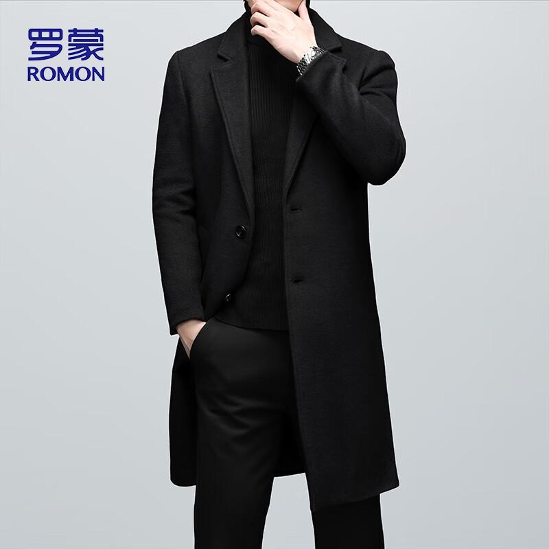 ROMON Men's Wool Blend Business Casual Trench Coat 1930