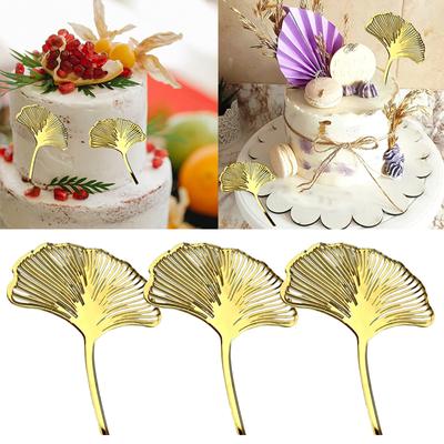1 Peça/5 Peças Topper de Bolo Folha de Ginkgo Decoração de Bolo Sobremesa Acrílico Dourado Folhas de Ginkgo