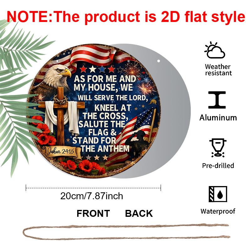 2D flat 1pc aluminum pendant, commemorating American Veterans Day, cross style, size 7.87 inches x 7.87 inches, suitable for patriotic decorations