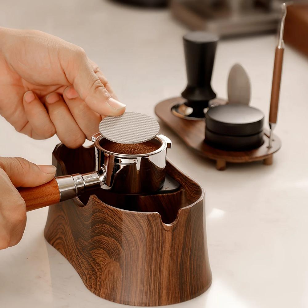 2 in 1 Kaffeetamperständer Silikonbasis Kunststoff Espresso Siebträgerhalter Große Kapazität Leise Kaffee Abschlagbox Café