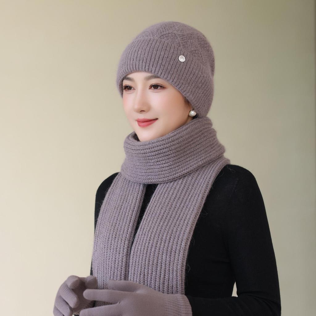 Women's Woolen Hat Thickened Warm  Windproof and Coldproof  Ear Protection Woolen Knitted Hat for The Elderly In Autumn and Winter