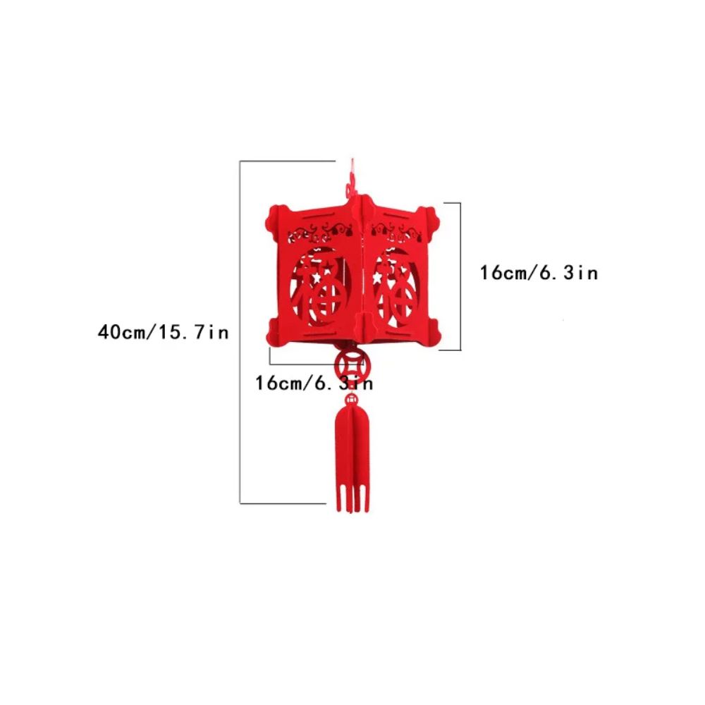 3D Ornament Red Paper Lantern Hanging Waterproof Hanging Lanterns Lamp Felt Cloth Retro Chinese Style Lantern Party