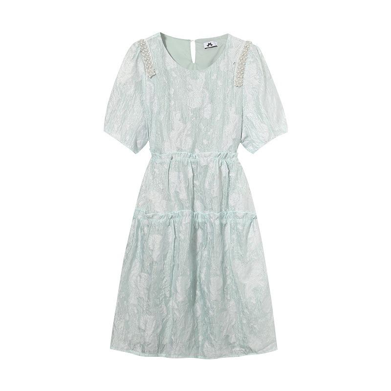 Übergröße Damen Sommer Neues Kleid mit Puffärmeln und hoher Taille